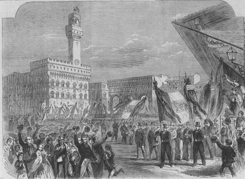 Associate Product ITALY. Demonstration at Florence against the temporal power of the Pope, 1862
