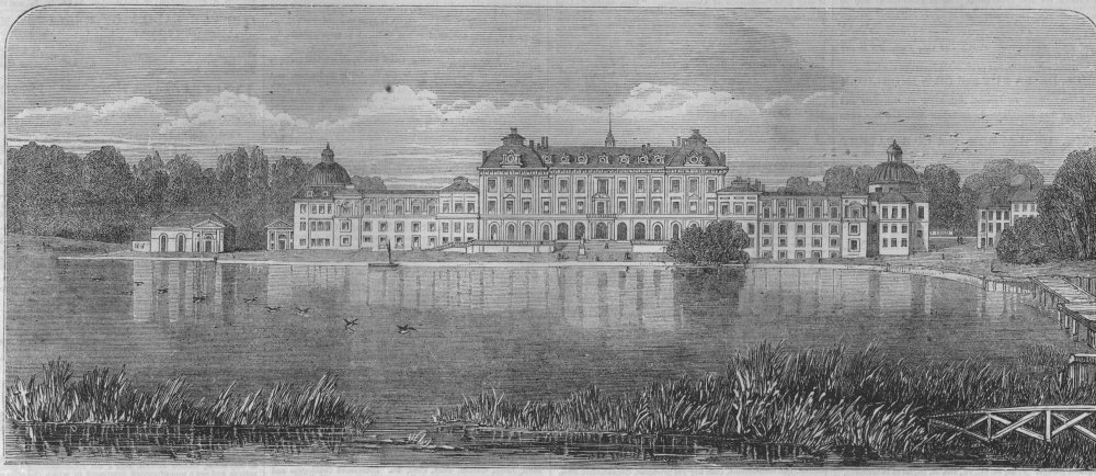 Associate Product SWEDEN. Ulricksdal, the residence of the King of Sweden, antique print, c1860