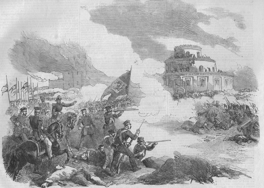 Associate Product ARGENTINA. Battle of Monte Caseros, antique print, 1852