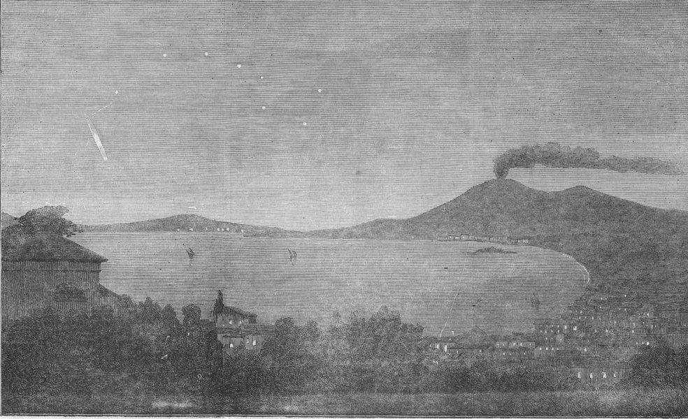 NAPLES. The Comet, seen at Castellamare, Bay of Naples. Astronomy. Italy, 1853