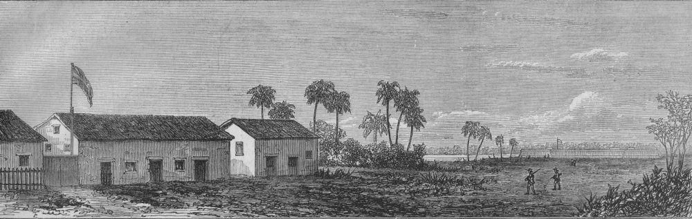 HONDURAS. The British consulate, Omoa, antique print, 1873