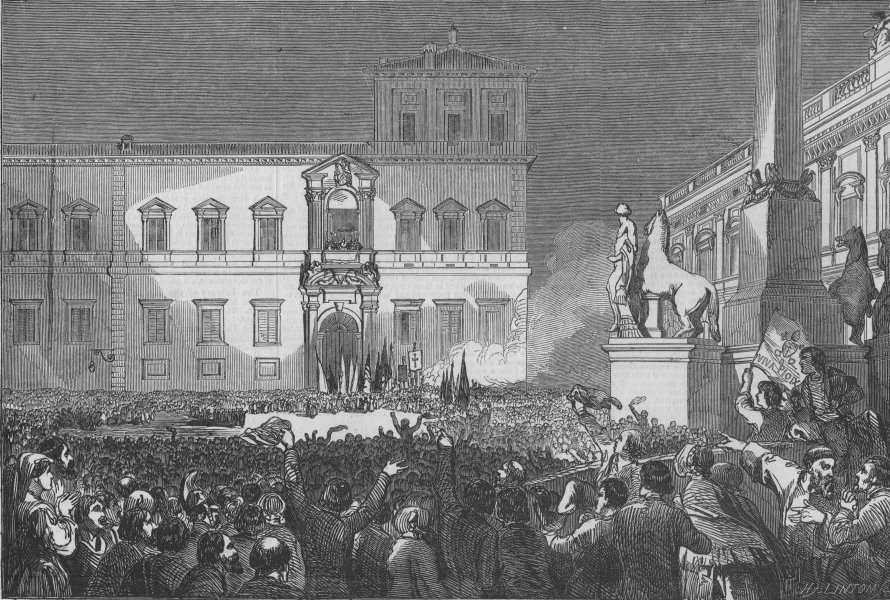 ITALY. Italian Revolution 1848. Municipal benediction at the Quirinal, 1847