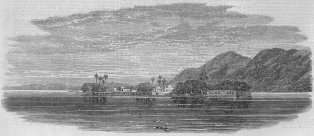 INDIA. Jag Mandir Island. Palace of Jagmandir, Pecholee Lake, Udaipur, 1867