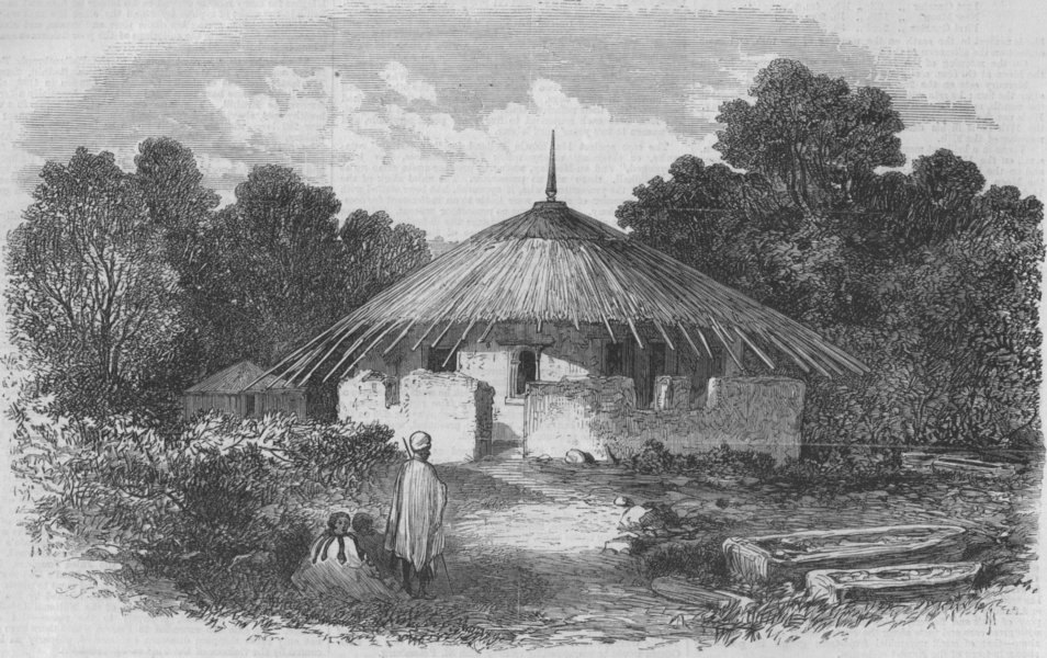 Associate Product ETHIOPIA. Abyssinia Expedition 1868. Round church at Mishuk, antique print, 1868
