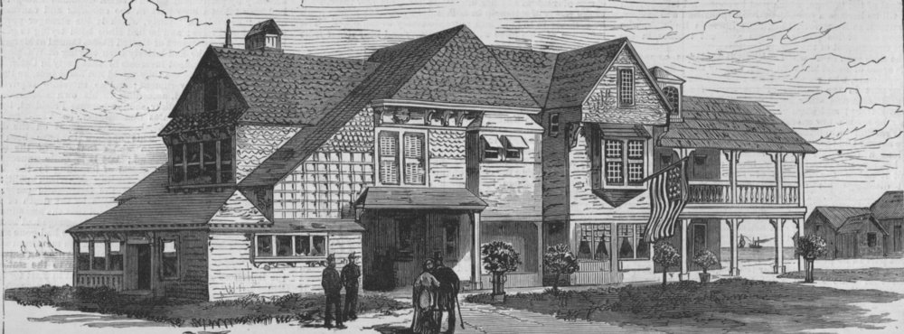 Associate Product NEW JERSEY. House at Long Branch, where President Garfield died, old print, 1880