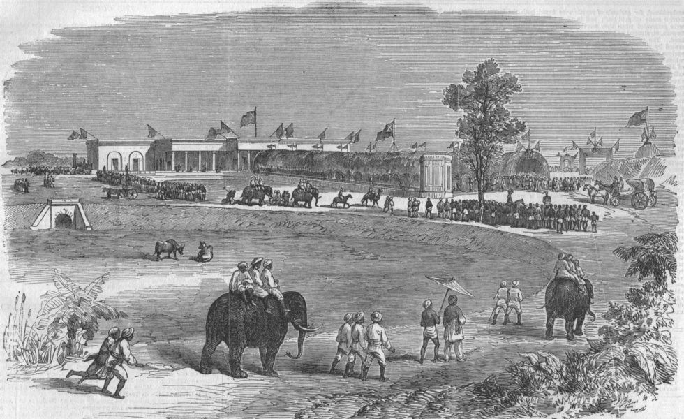Associate Product INDIA. Opening of the East Indian Railway-the Bardhhaman Station, print, 1855