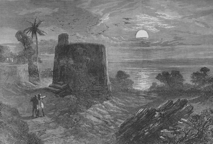 BOMBAY (MUMBAI) . Towers of Silence. Tower of Silence, Malabar Hill. India, 1875