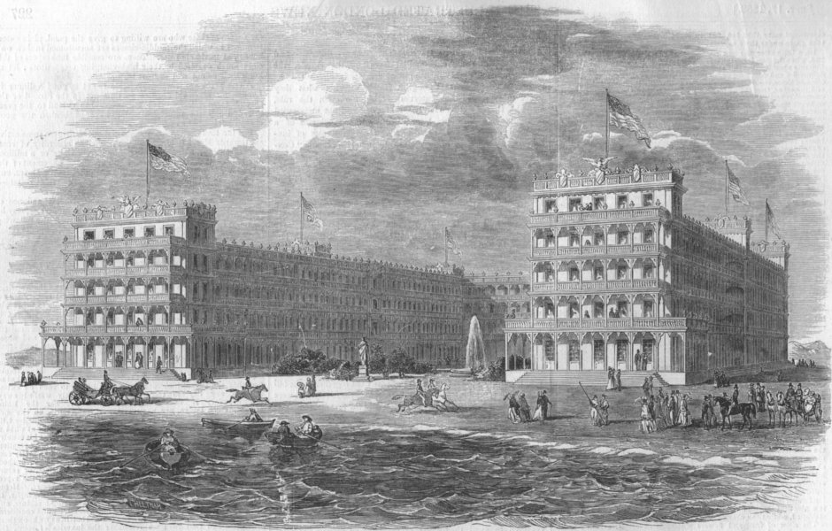 Associate Product CAPE MAY. The Mount Vernon Hotel. New Jersey, antique print, 1853