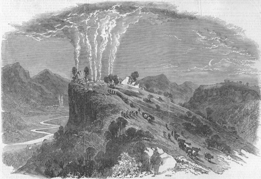 Associate Product SOUTH AFRICA.Night attack on Negroes, at Mundell's peak, in the Waterkloof, 1853