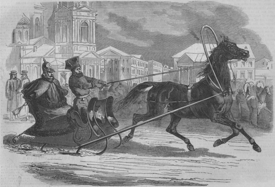 Associate Product ST. PETERSBURG. The Emperor of Russia, in his Droshky (sledge) . Russia, 1853