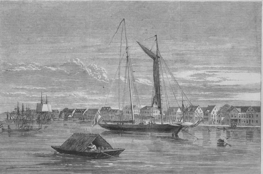 Associate Product SURINAM. Surinam. The City of Paramaribo, Surinam, antique print, 1864