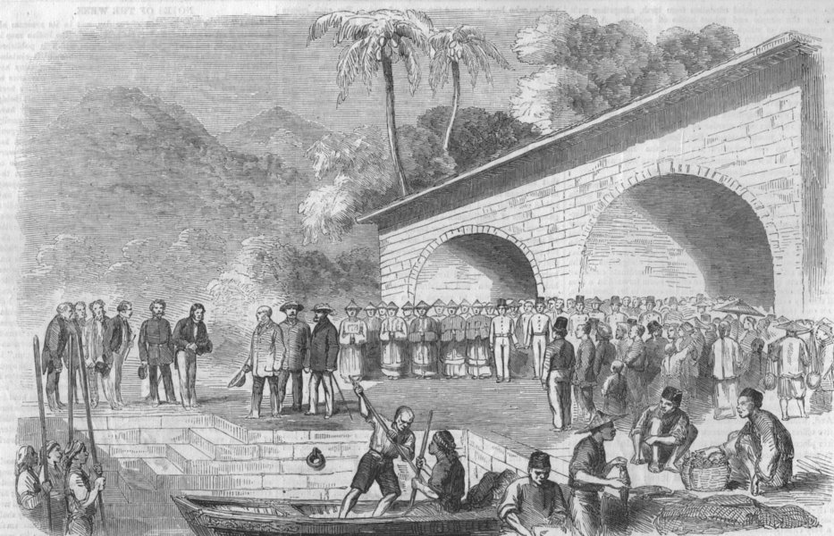 Associate Product MALAYSIA. Embarkation of the Earl Of Elgin at Penang for China, old print, 1857