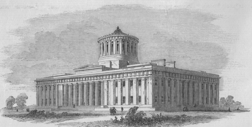 Associate Product OHIO. The State House, antique print, 1850