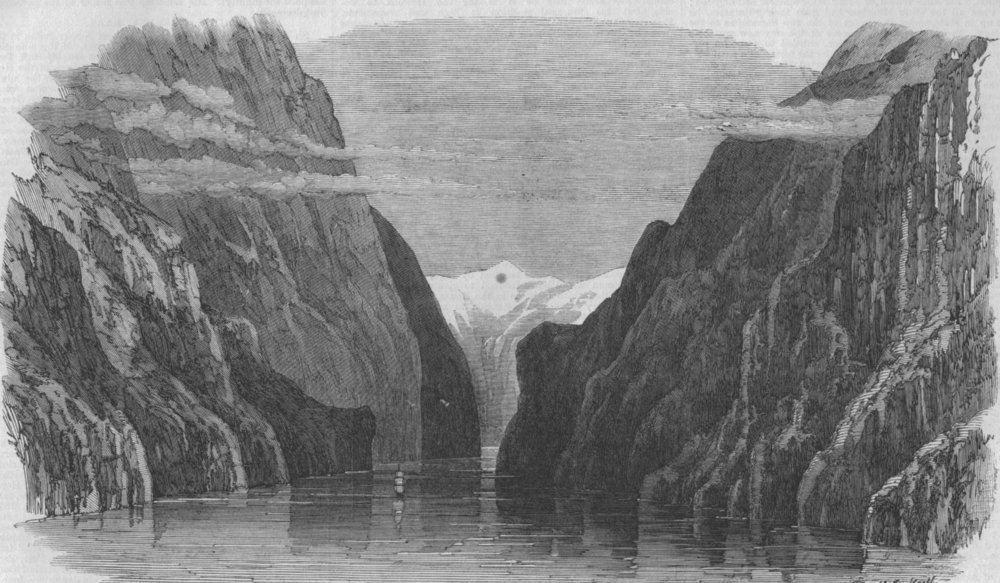 Associate Product NEW ZEALAND. Milford Sound, View looking up, antique print, 1869