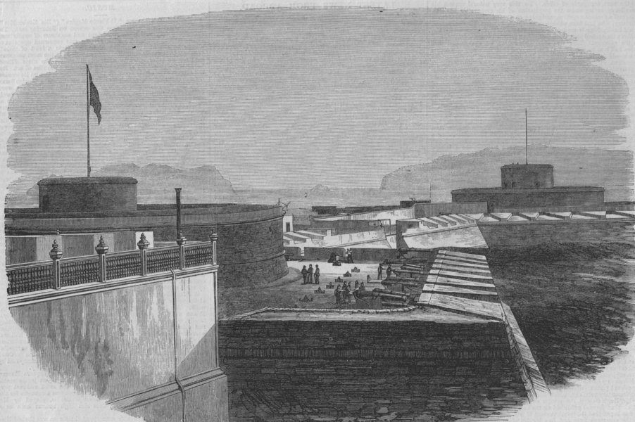 CALLAO. Forts and batteries. Peru, antique print, 1866