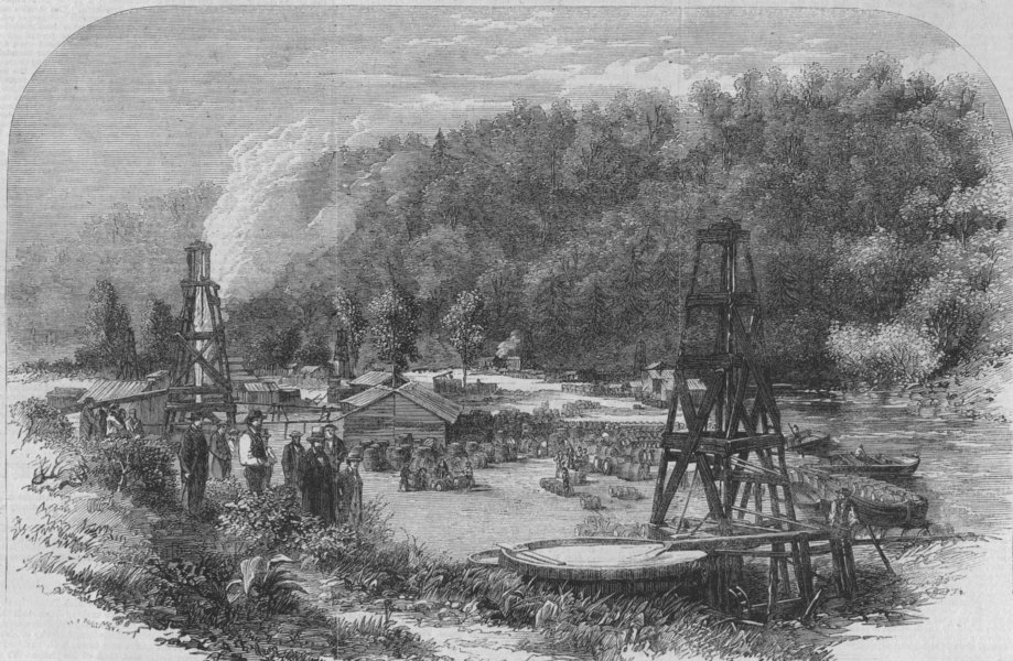 Associate Product PENNSYLVANIA.Oil City.Oil springs at Tarr Farm, Oil Creek, Venango County, 1862