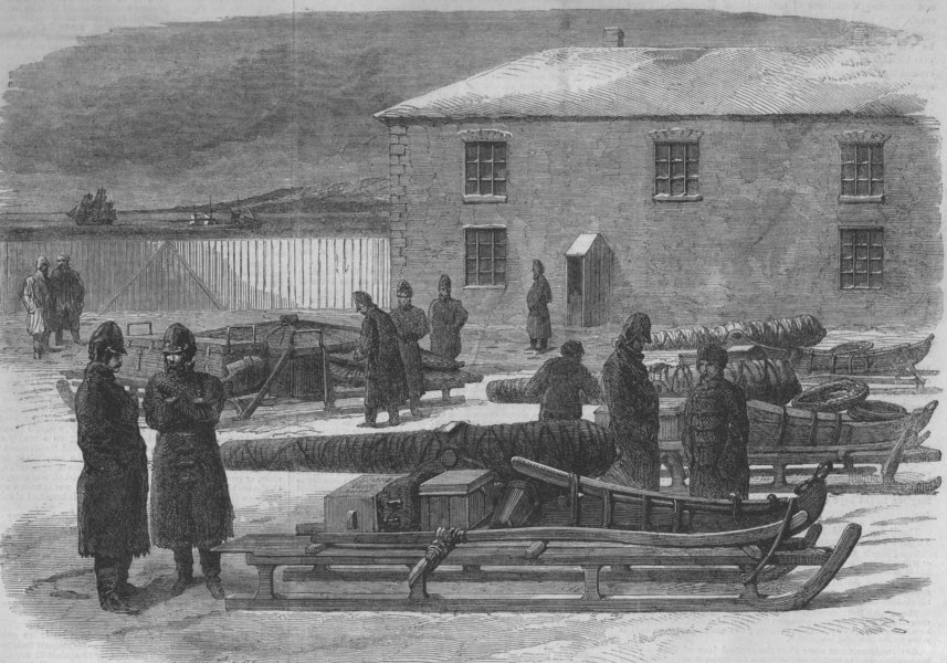 Associate Product NEW BRUNSWICK. Armstrong guns on sleighs, Ordnance-Yard, St John, print, 1862