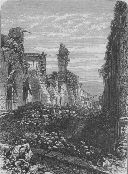Associate Product PERU. Peru Earthquake 1868. Street of the Church de San Juan de Dios, 1868