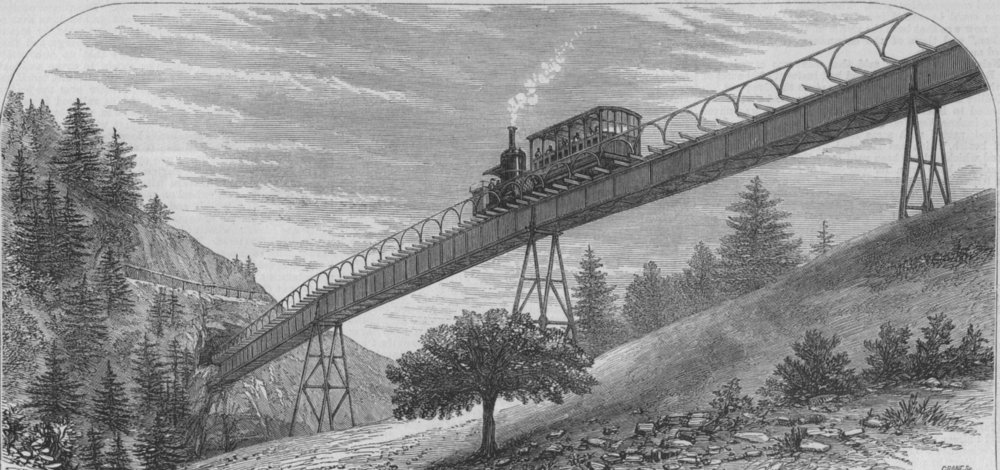 Associate Product SWITZERLAND. The Righi Mountain Railway, antique print, 1871