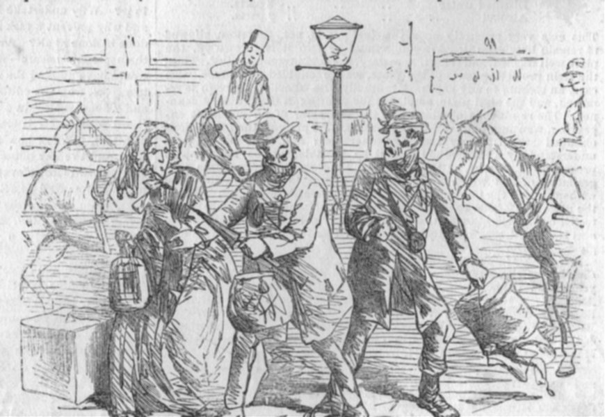 Associate Product TAXIS. London Hackney Carriage Act 1853. The Chivalrous Cabman, old print, 1853