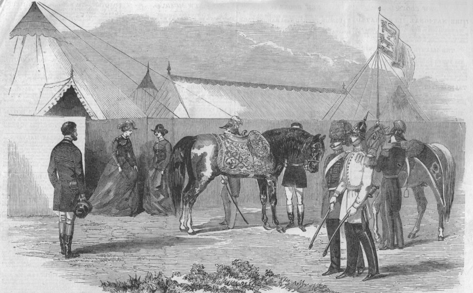 Associate Product SURREY. The Camp at Chobham-Her Majesty's Charger. Horses, antique print, 1853
