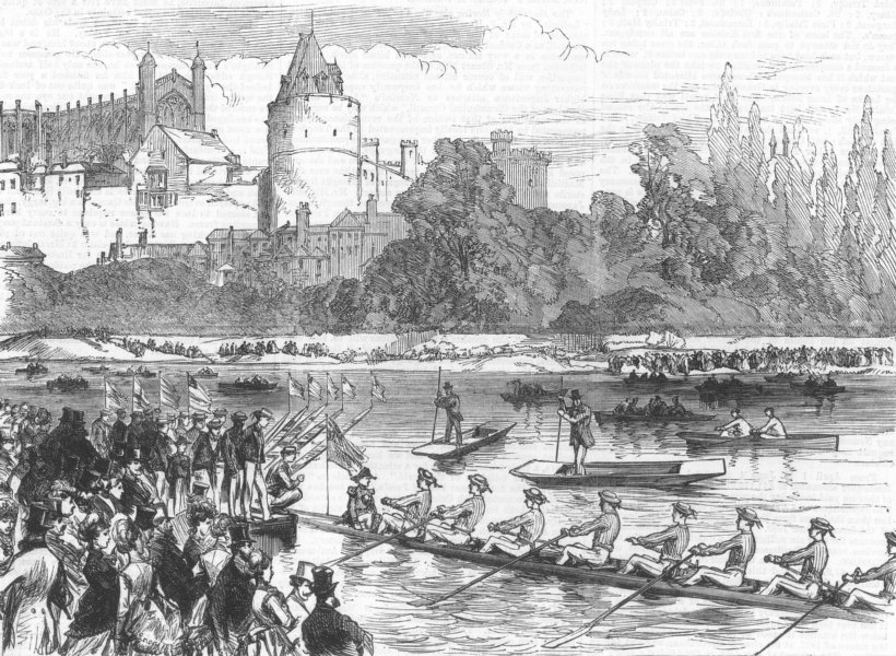 Associate Product ETON. The boats leaving the Brocas for Surly Hall, antique print, 1870