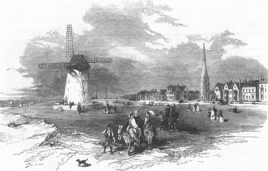 LANCASHIRE. Lytham. Lytham-St-Anne's, antique print, 1856
