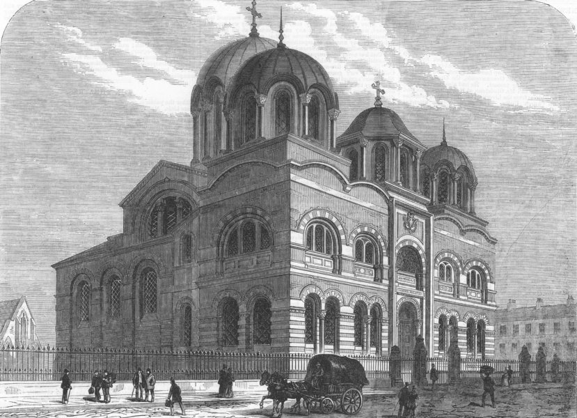 LIVERPOOL. The new Greek Church, antique print, 1870