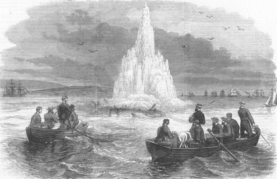 Associate Product BRISTOL CHANNEL. Blowing up of the wreck of the Golden Fleece, old print, 1870