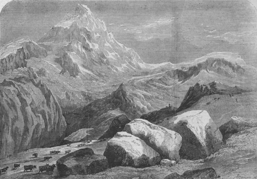 Associate Product VAL TOURNANCHE. Mont Cervino (or Matterhorn) from above Gumont. Italy 1858