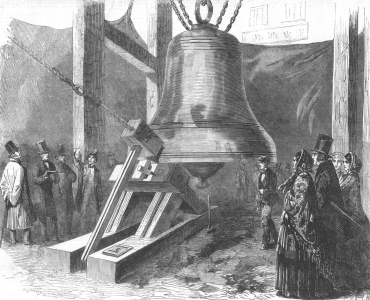 Associate Product BIG BEN. Experiment hammer upon Great Bell Westminster Clock. London, 1856