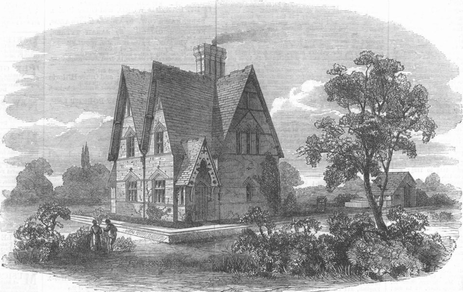 Associate Product DERBYSHIRE. Model cottages for labourers, at Sudbury, near Derby, print, 1869
