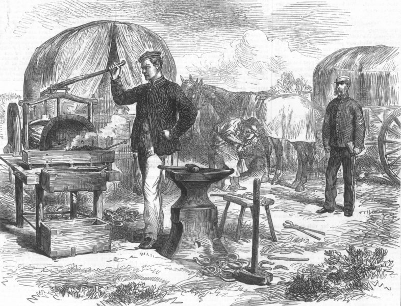 Associate Product MILITARIA. The Autumn Campaign. The forge, Army Service Corps, old print, 1872