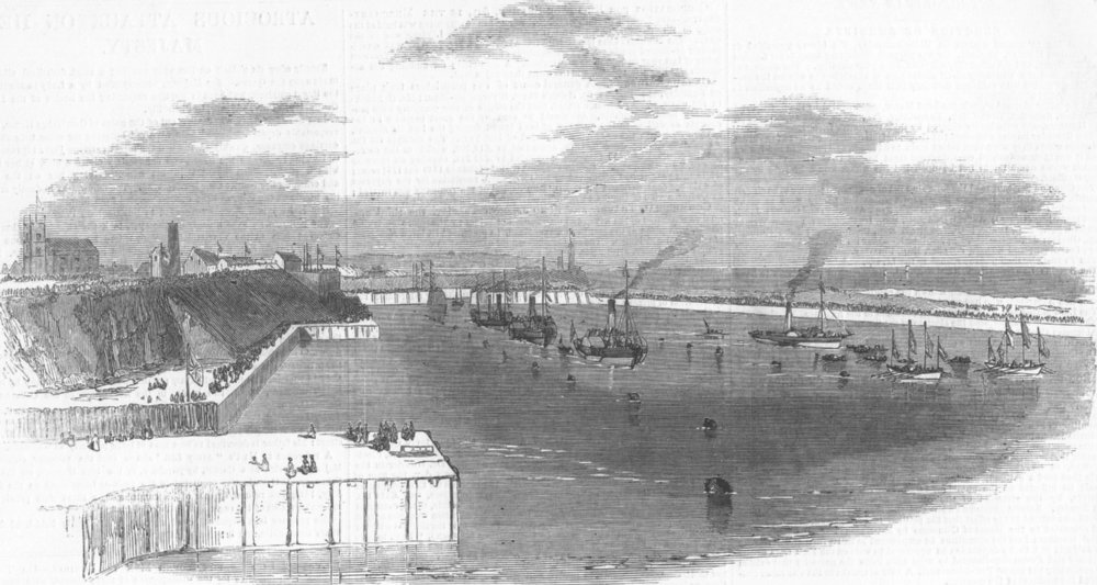 Associate Product DURHAM. Opening of the new docks at Sunderland-the marine procession, 1850