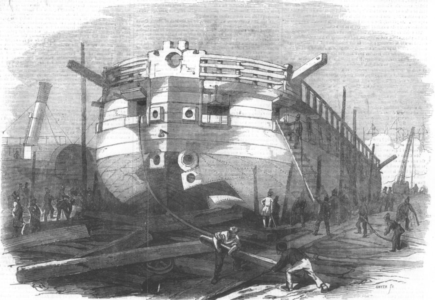 Associate Product MILLWALL. Remains of the floating battery Etna at Messrs. Scott Russell's, 1855