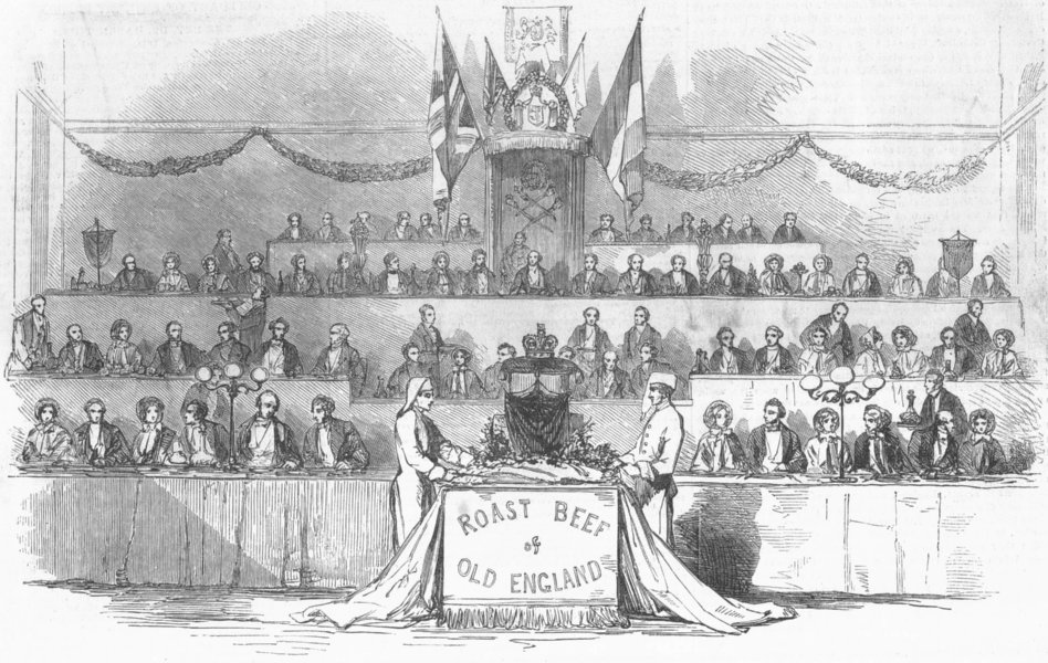 Associate Product HEREFORD. Dais at the Shire-Hall banquet to celebrate railway opening, 1853