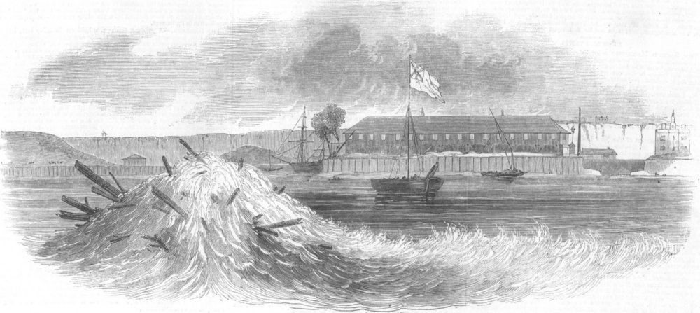 Associate Product KENT. Explosion of the collier Brig Resolution wreck, in Gravesend reach, 1852