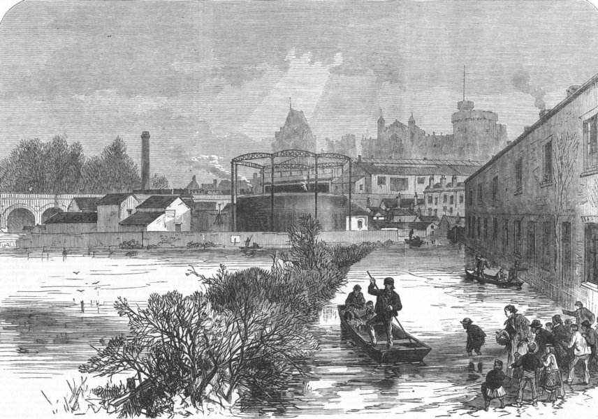 Associate Product WINDSOR. The floods. Berkshire, antique print, 1869