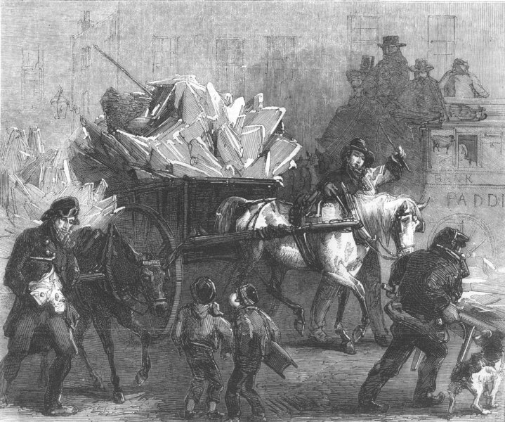Associate Product LONDON. London ice-carts, antique print, 1856