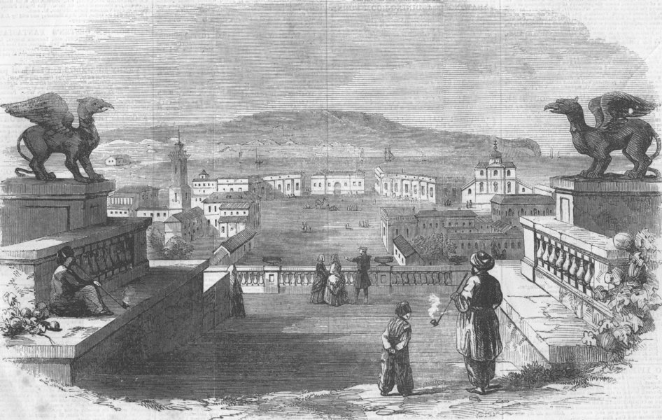 Associate Product UKRAINE. Kerch, from the Heights of the Museum, antique print, 1855