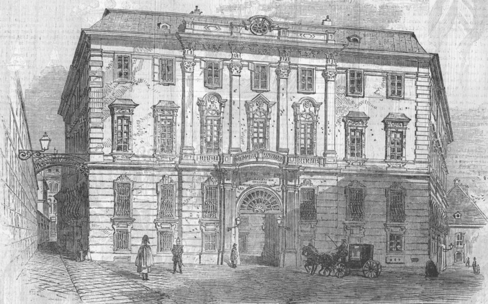 Associate Product AUSTRIA. The Foreign Office at Vienna, antique print, 1855