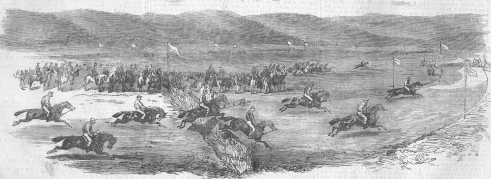 Associate Product UKRAINE. Grand Military Steeplechase in the Crimea, antique print, 1856