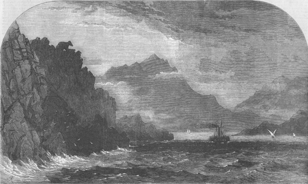 Associate Product ITALY. The Bear Rock, Maddalena Straits, Sardinia, antique print, 1855