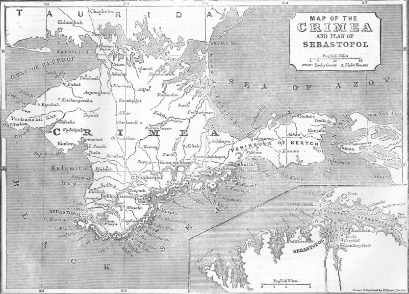 UKRAINE. The Crimea expedition, 1854 map