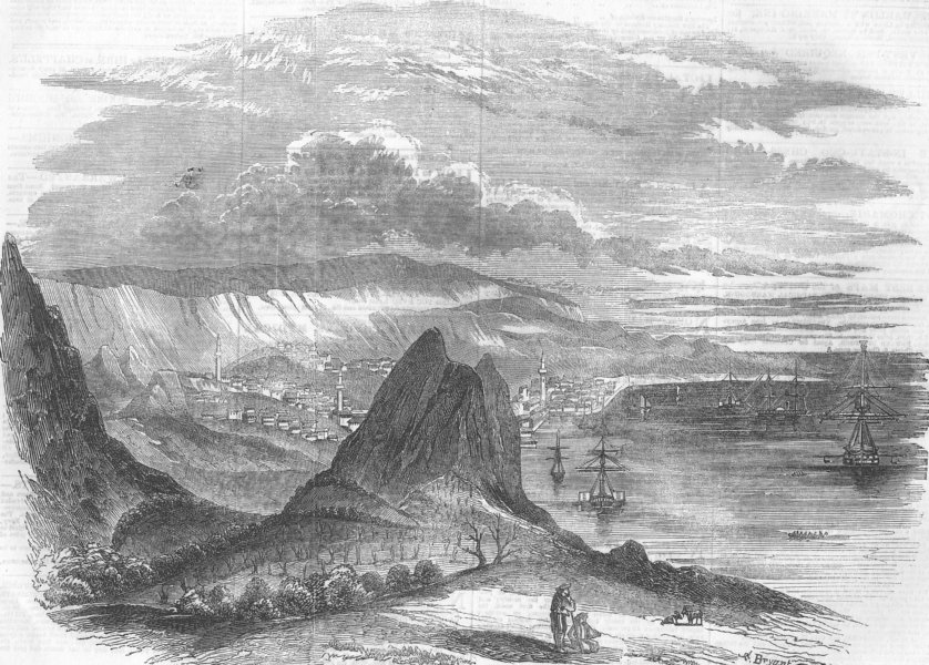 Associate Product BULGARIA. Kavarna Bay, and Town of Baltschik, antique print, 1854