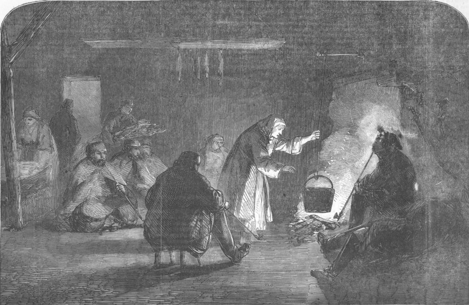 Associate Product ROMANIA. Interior of a Wallachian hut, antique print, 1854