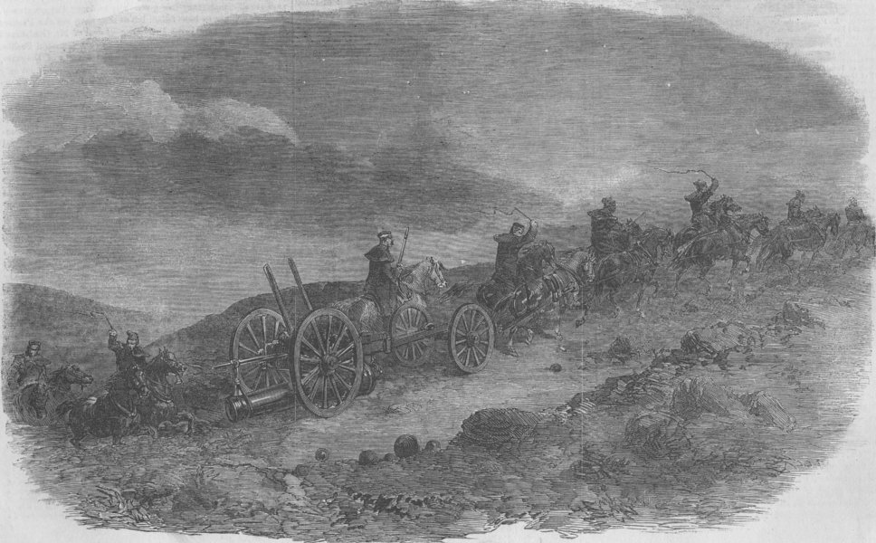 Associate Product UKRAINE. Artillery moving Lancaster guns, antique print, 1855