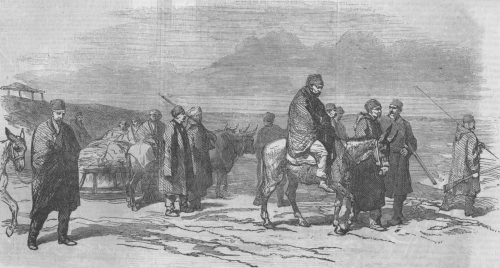 Associate Product ROMANIA. Wounded from Citate arriving at Calafat, antique print, 1854