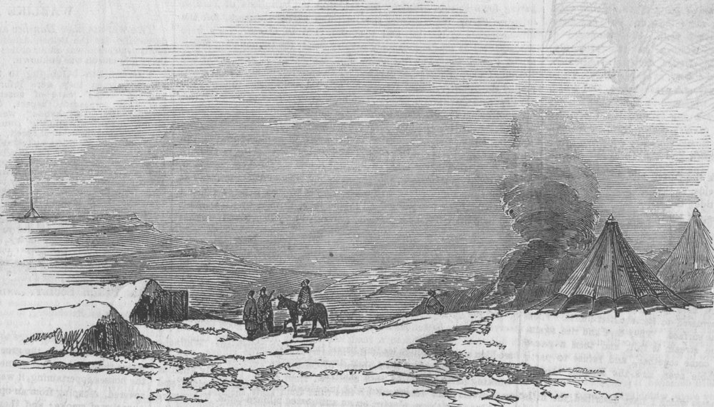 ROMANIA. Barrack Tents and Redoubt, Calafat, antique print, 1854