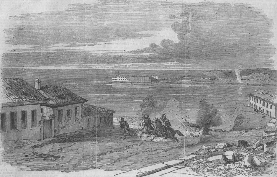 Associate Product UKRAINE. Sevastopol harbour nr Fort Nicholas, antique print, 1856